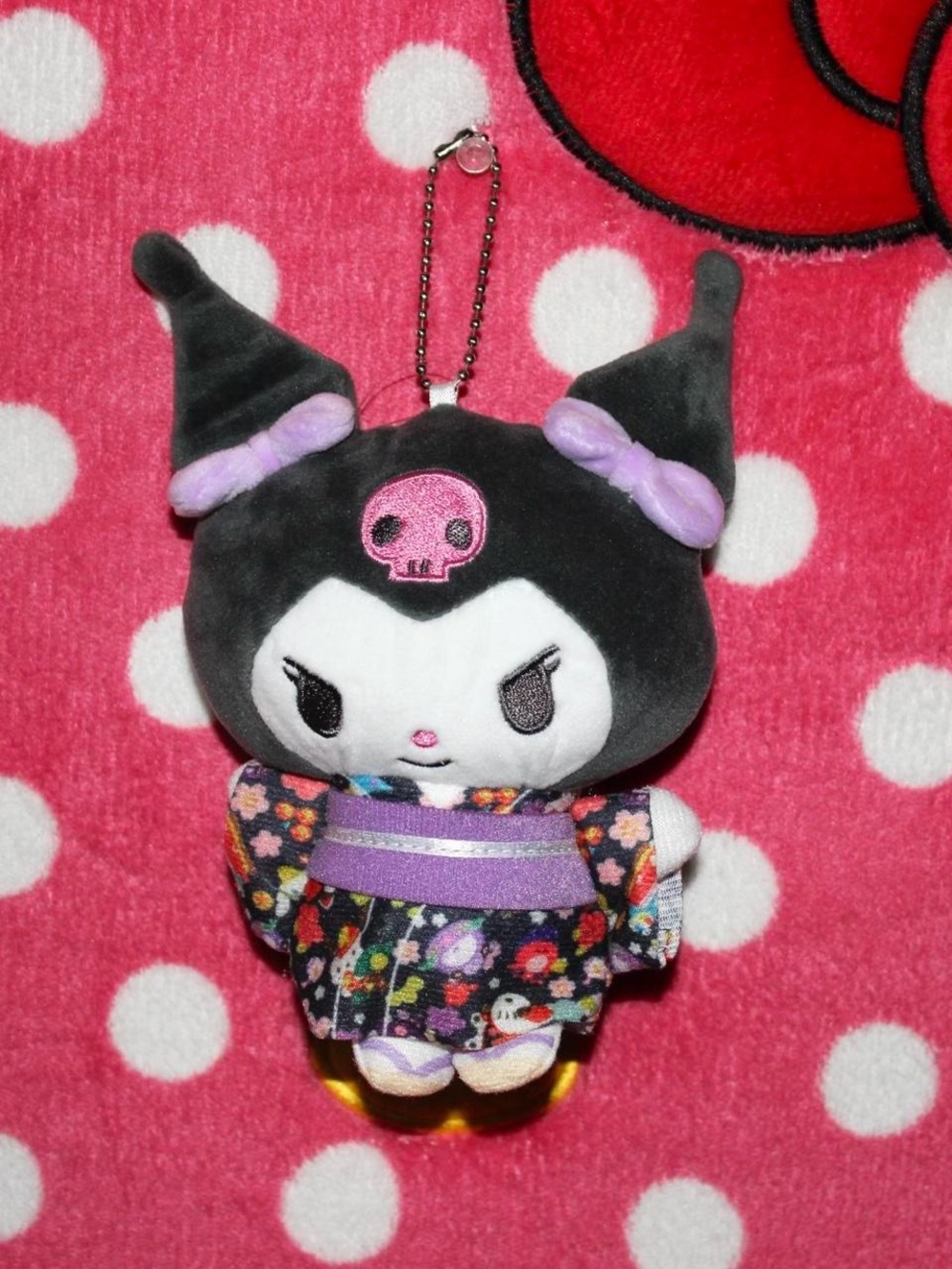 Sanrio Kuromi Plush Keychain - Black & Purple